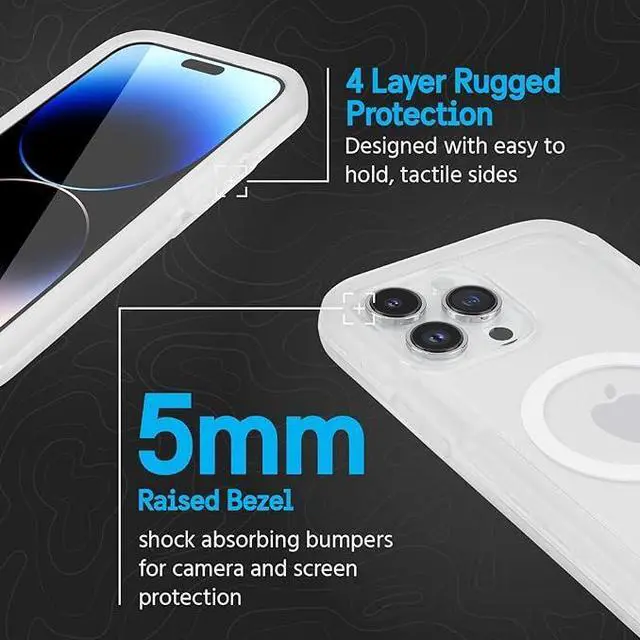 Alt view image 3 of 4 - Pelican Voyager Series - iPhone 14 Pro Max Case 6.7" [Compatible with MagSafe] [Anti-Yellow] Magnetic Charging Phone Case With Belt Clip Holster Kickstand [18ft Military Grade Drop Protection] - Clear