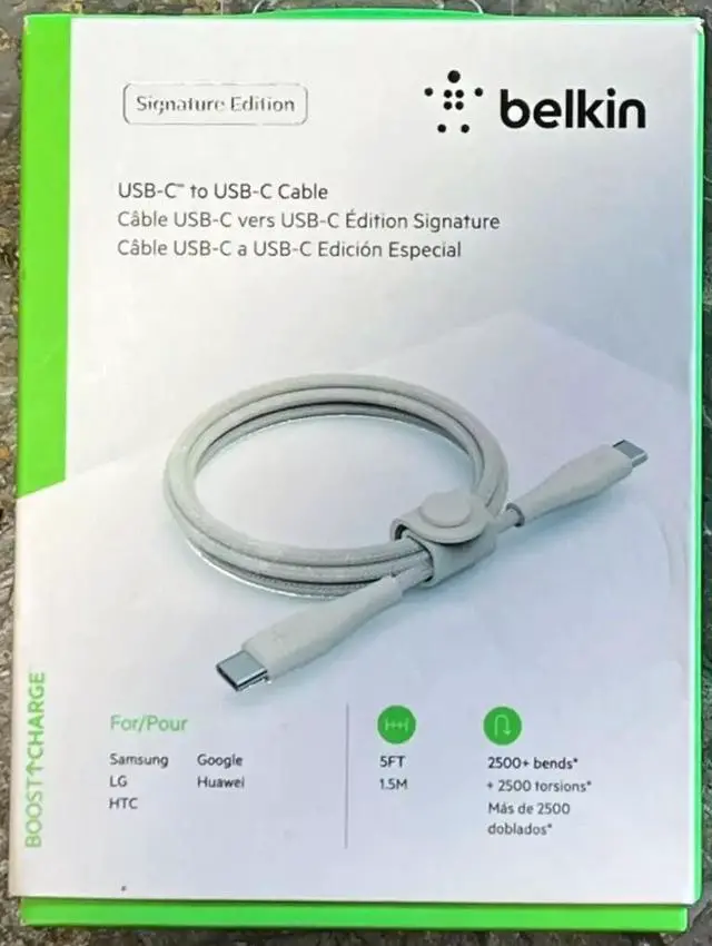 Alt view image 3 of 3 - Belkin Braided USB-C to Lightning Cable - 1.5m (5ft Fast Charging iPhone USB-C Cable for iPhone 13,12,11, 11 Pro, 11 Pro Max, XS, XS Max, XR, X, MacBook, iPad and More, Apple MFi-Certified)