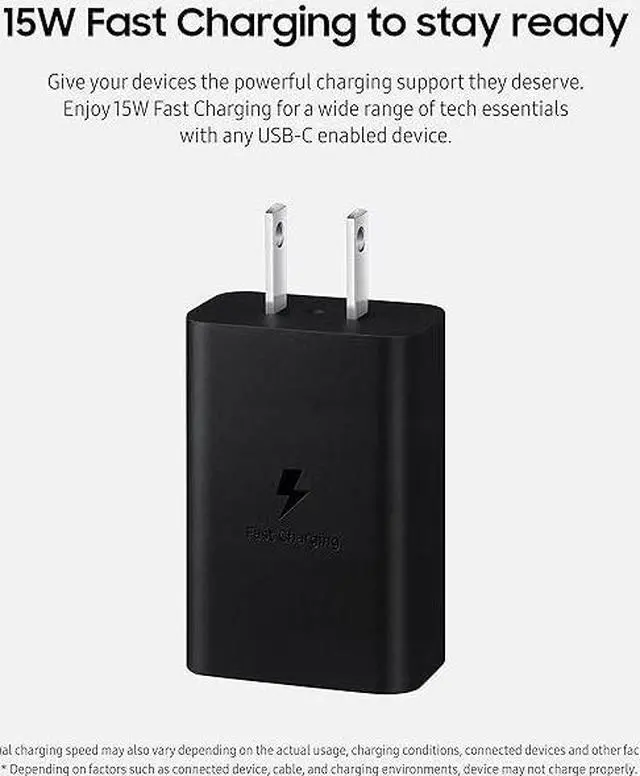 Alt view image 3 of 5 - Samsung 15W Wall Charger Type C Only (Cable not Included), Black