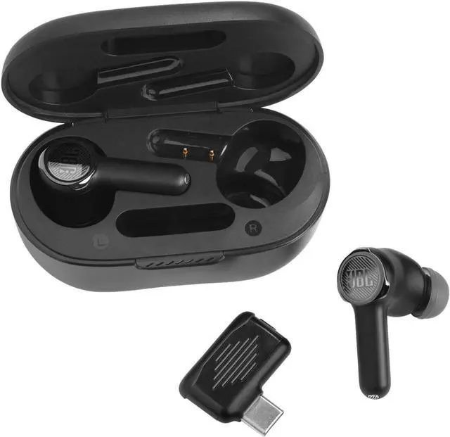 Alt view image 2 of 3 - JBL Quantum TWS Noise Cancelling Gaming Earbuds (2.4Ghz Wireless or Bluetooth),Black, Small