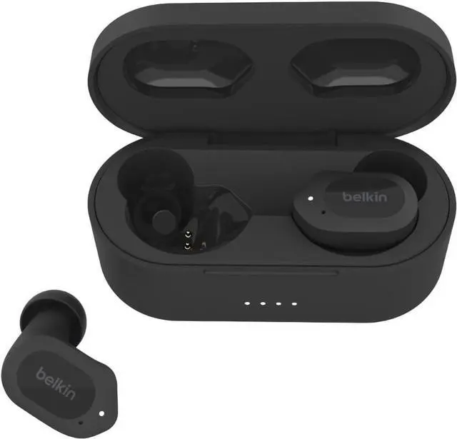 Main image of Belkin Wireless Earbuds, SoundForm Play True Wireless Earphones with USB-C Quick Charge, IPX5 Sweat and Water Resistant, 38 Hour Play Time, Compatible with iPhone, Galaxy, Pixel and More - Black