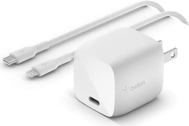 Main image of Belkin BoostCharge USB C 30W GaN Wall Charger w/ Power Delivery - iPhone Charger Fast Charging - USB C Charger for MacBook Pro, iPhone 14, iPhone 13, iPhone 12, iPad Pro - Includes Lightning Cable
