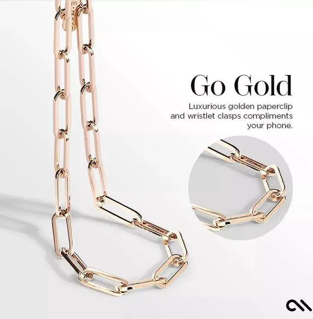 Alt view image 2 of 4 - CaseMate Chain Phone Wristlet Attaches To Most Phone Cases Color l Gold Metal Chain | Detachable Anti Theft Phone Strap | Hands-Free iPhone Wrist Strap for Women | Phone Chain Wristlet - Fits App