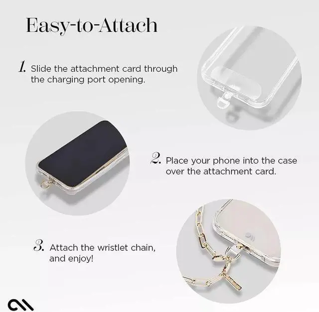 Alt view image 4 of 4 - CaseMate Chain Phone Wristlet Attaches To Most Phone Cases Color l Gold Metal Chain | Detachable Anti Theft Phone Strap | Hands-Free iPhone Wrist Strap for Women | Phone Chain Wristlet - Fits App