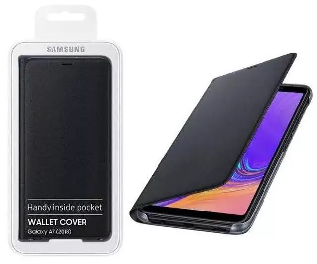 Main image of Samsung Original Folio Wallet Cover Case for Galaxy A7 2018 - Black