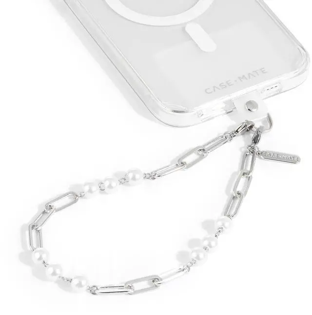 Main image of CaseMate Chain Phone Wristlet Attaches To Most Phone Cases Silver /pearl