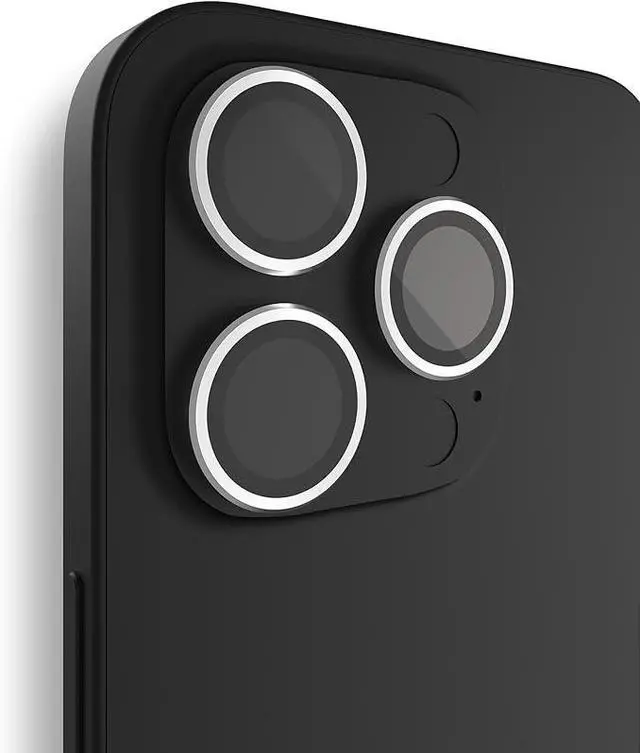Alt view image 2 of 3 - BodyGuardz Metallic Silver Pure 3 Tempered Glass Camera Protector - iPhone 15 Pro/15 Pro Max