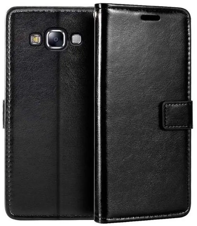 Main image of Samsung Galaxy E5 Flip Wallet I Color: Black