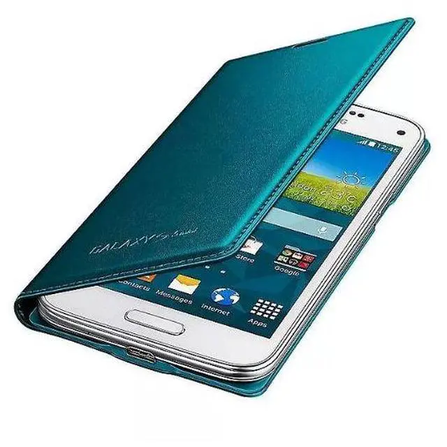 Alt view image 2 of 3 - Samsung Galaxy S5 Mini Flip Case Cover I Color: Metallic Dark Green