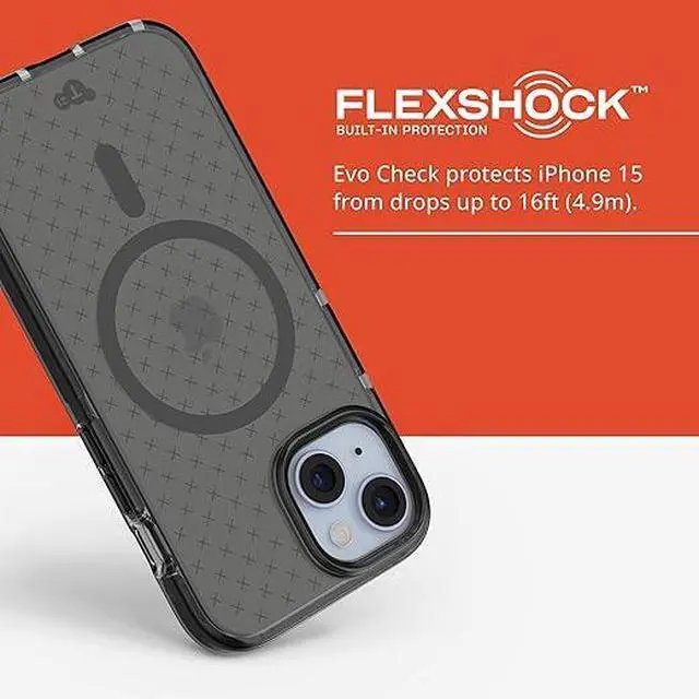 Alt view image 3 of 3 - Tech 21 EVO CHECH FLEXSHOCK Built - In Protection 16 FT 4.9M Multi - Drop Impact Tested Magsafe Compatible Black Case For i phone 6.1"