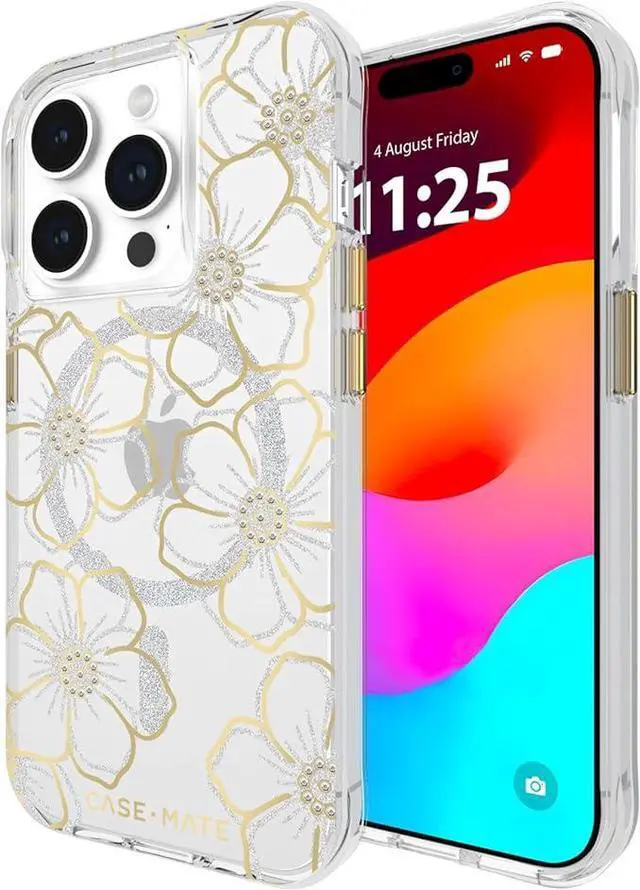 Alt view image 2 of 3 - Case-Mate iPhone 15 Pro Case Compatible with MagSafe Floral Gems