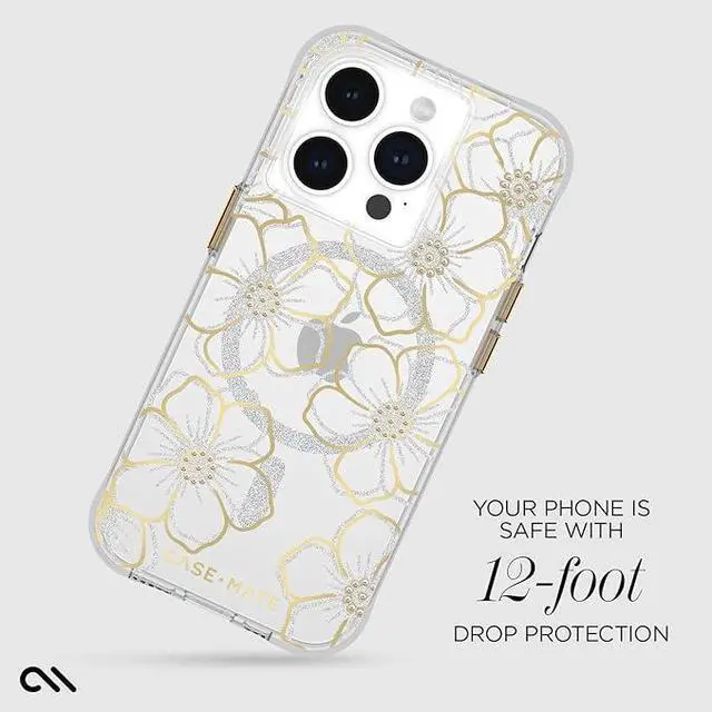 Alt view image 3 of 3 - Case-Mate iPhone 15 Pro Case Compatible with MagSafe Floral Gems