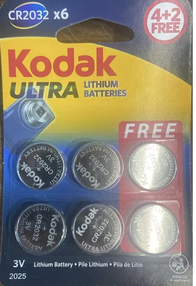 Main image of Kodak Ultra Lithium Batteries 3V CR2032  Pack of 6