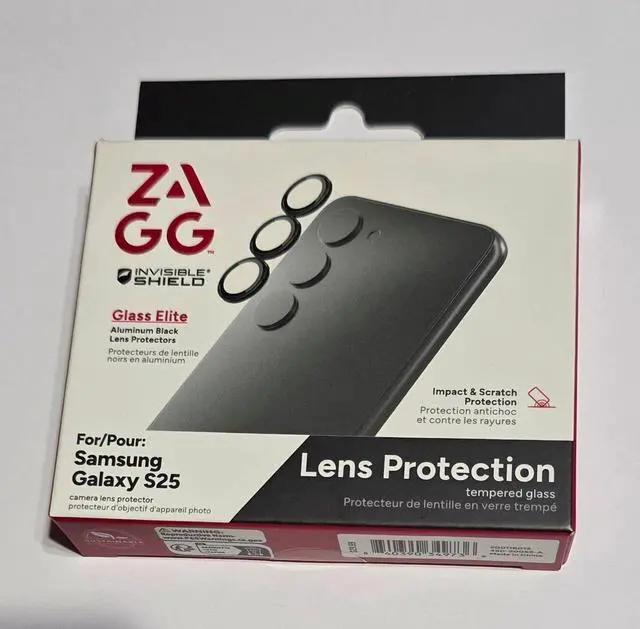Main image of ZAGG ZGGE-S25 Aluminum Black Lens Protect Glass Elite Clear