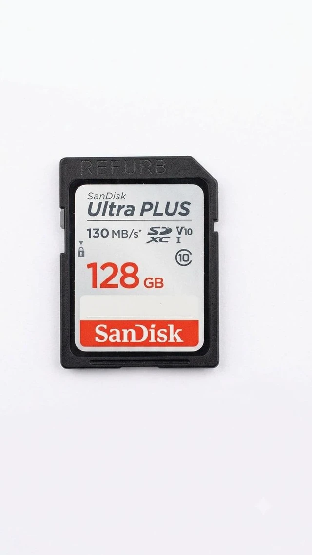 Main image of SanDisk Ultra PLUS 128GB SD Card: High-Speed Memory for Cameras, 130 Mbps ( REFURB )