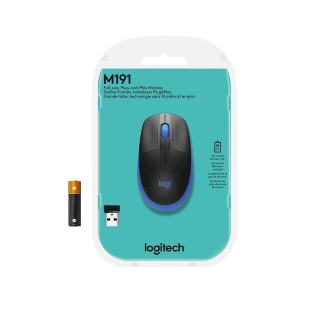 Alt view image 2 of 2 - Logitech Wireless Mouse M190, Full Size Ambidextrous Curve Design, 18-Month Battery with Power Saving Mode, USB Receiver, Precise Cursor Control + Scrolling, Wide Scroll Wheel, Scooped Buttons - Blue