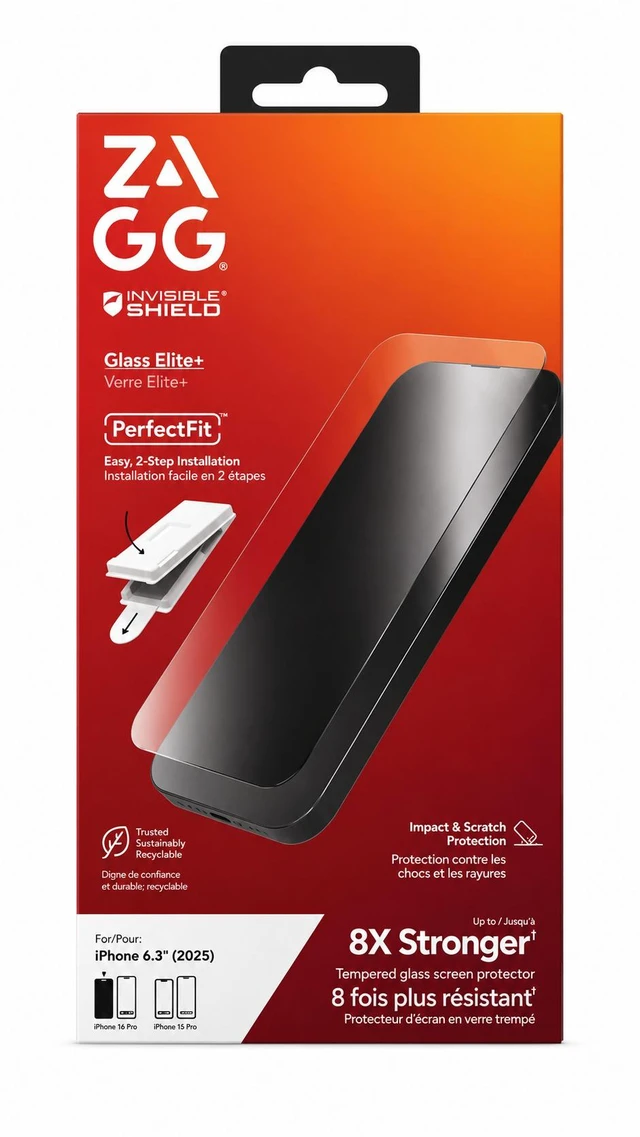 Main image of ZAGG Invisible Shield Glass Elite+ Screen Protector - iPhone 17/16 Pro