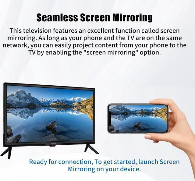 Alt view image 7 of 7 - Luckyfive 24'' Full HD 1080P Smart TV with Google Play, Support Digital Television, Screen Mirroring, WiFi,Bluetooth, Smart Free Download APPs, Wall Mountable, Slim Bezel TV Compatible for Home Office