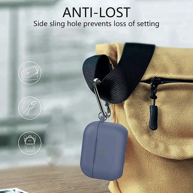 Alt view image 2 of 7 - For Airpods Pro Case,Soft Silicone Skin Cover Shock-Absorbing Protective Case with Keychain for Apple Airpods Pro [Front LED Visible] Blue - 2packs