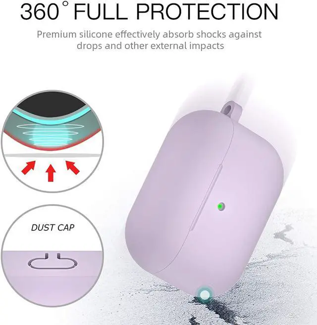 Alt view image 2 of 7 - Compatible with Airpods Pro Case,Soft Silicone Skin Case Cover Shock-Absorbing Protective Case with Keychain [Front LED Visible] (2packs-Purple)