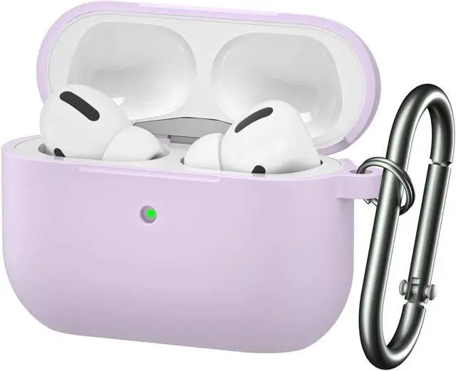 Main image of Compatible with Airpods Pro Case,Soft Silicone Skin Case Cover Shock-Absorbing Protective Case with Keychain [Front LED Visible] (2packs-Purple)
