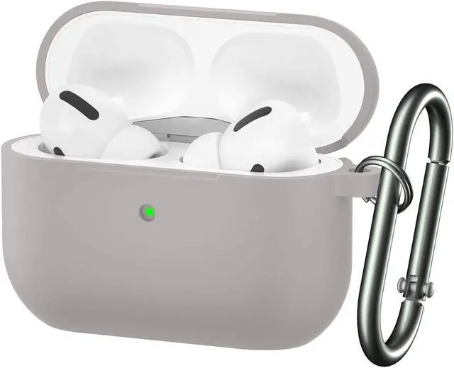 Main image of Compatible with Airpods Pro Case,Soft Silicone Skin Case Cover Shock-Absorbing Protective Case with Keychain [Front LED Visible] (Pebble)-2packs
