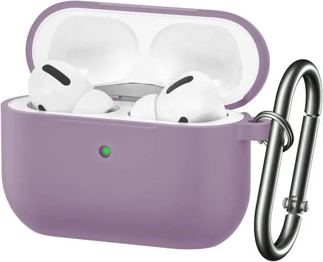 Main image of For Airpods Pro Case,Soft Silicone Skin Cover Shock-Absorbing Protective Case with Keychain for Apple Airpods Pro [Front LED Visible] (Dust Purple)-2packs