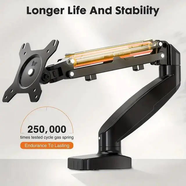 Alt view image 5 of 5 - NO. Ultra Wide Screen Monitor Mount, Fully Adjustable 15 to 27 Inch Gas Spring Arm Desk Stand with Clamp and Grommet Base, Desk