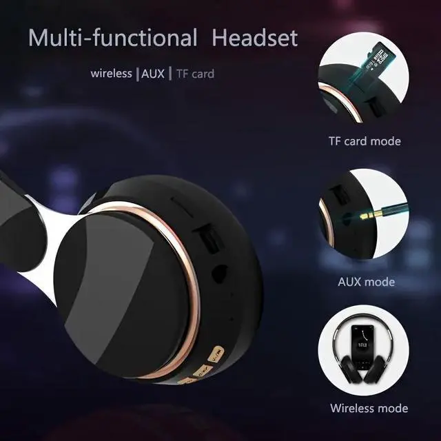 Alt view image 3 of 6 - NO. Wireless BT Headphones Over Ear Comfortable Foldable Headset with Built-in Microphone Ideal for School Tablet PC TV Mobile Travel Winter Gifts HD Sound Quality