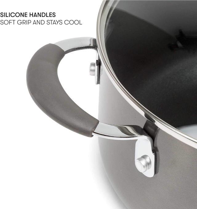 Alt view image 4 of 7 - Cooking Light Nonstick Ceramic Pots and Pans Set with Silicone Stay Cool Handles, Dishwasher Safe, 12-Piece Cookware Set, Charcoal Gray