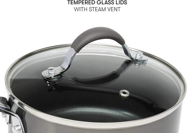 Alt view image 5 of 7 - Cooking Light Nonstick Ceramic Pots and Pans Set with Silicone Stay Cool Handles, Dishwasher Safe, 12-Piece Cookware Set, Charcoal Gray