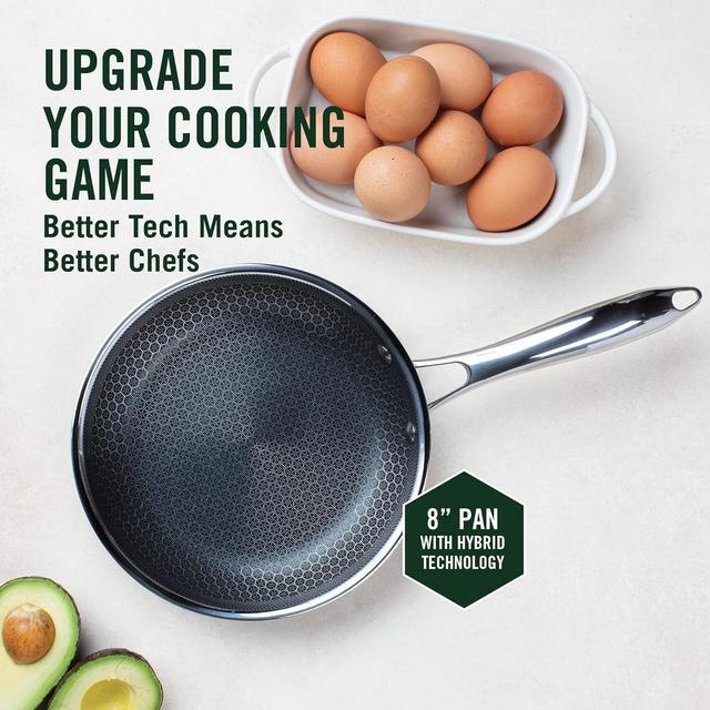 Alt view image 7 of 7 - HexClad Hybrid Nonstick Frying Pan, 8-Inch, Stay-Cook Handle, Dishwasher and Oven Safe, Induction-Ready, Compatible with All Cooktops