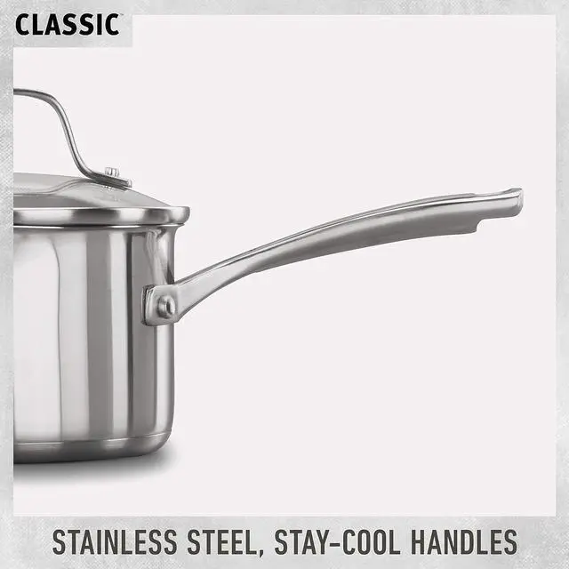 Alt view image 3 of 7 - Calphalon Classic Stainless Steel 3.5-Quart Sauce Pan with Cover