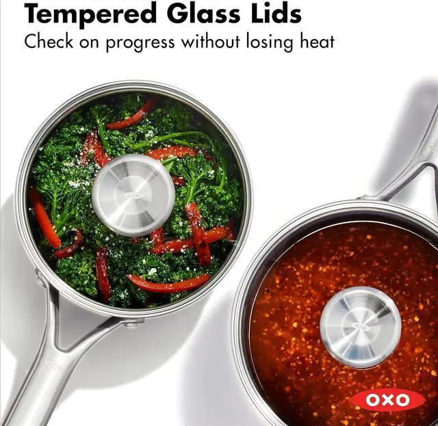 Alt view image 6 of 7 - OXO Professional 1.7QT and 2.3QT Saucepan Pot Set with Lids Hard Anodized Ceramic Nonstick Cookware PFAS-Free Induction Suitable Stainless Steel Diamond Reinforced Coating Dishwasher/ Oven Safe Black