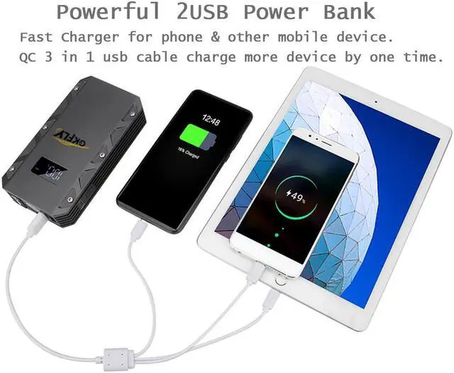 Alt view image 4 of 7 - GKFLY Car Jump Starter 18000mAh 1500A Peak Current 12V Car Power Bank Start Up to 7.0L Gas 5.5L Diesel Engine Portable Auto Battery Booster