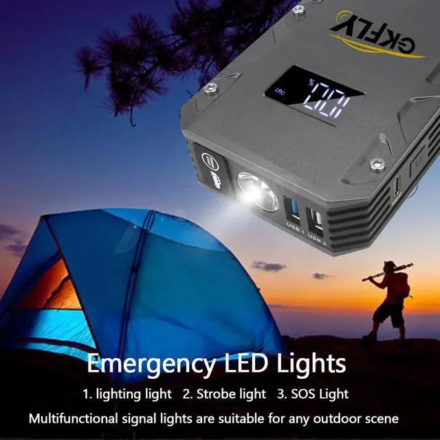 Alt view image 5 of 7 - GKFLY Car Jump Starter 18000mAh 1500A Peak Current 12V Car Power Bank Start Up to 7.0L Gas 5.5L Diesel Engine Portable Auto Battery Booster