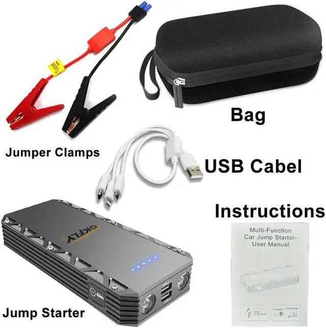 Alt view image 6 of 7 - 2023 NEW GKFLY 3000A Portable Car Jump Starter for Up to 10.0L Gas or 8.0L Diesel Engine 12V Lithium Car Battery Starter Power Pack Dual USB 60W PD Quick Charging Built-in Led Bright Light