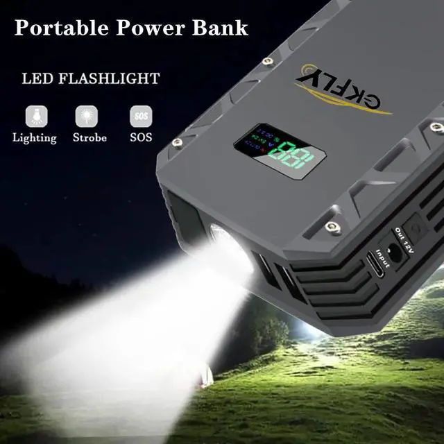 Alt view image 3 of 6 - GKFLY 12V Car Jump Starter Booster 22000mAh 4000A Auto Jumper Battery USB Power Bank Charger