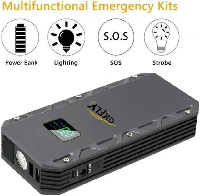 Alt view image 5 of 6 - GKFLY 12V Car Jump Starter Booster 22000mAh 4000A Auto Jumper Battery USB Power Bank Charger