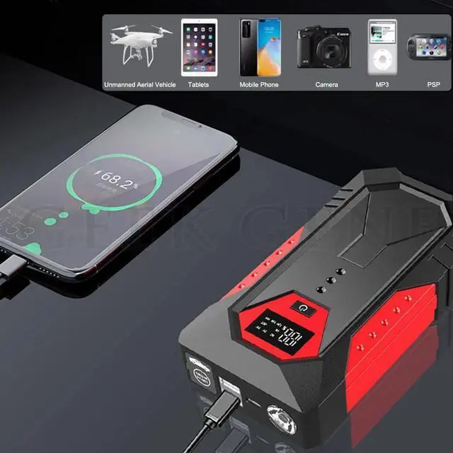 Alt view image 3 of 7 - GKFLY M43 2000A 18000mAh Car Jump Starter Portable Power Bank Car Battery Booster 12V Car Starting Device for Gas 6.0L Diesel 4.0L