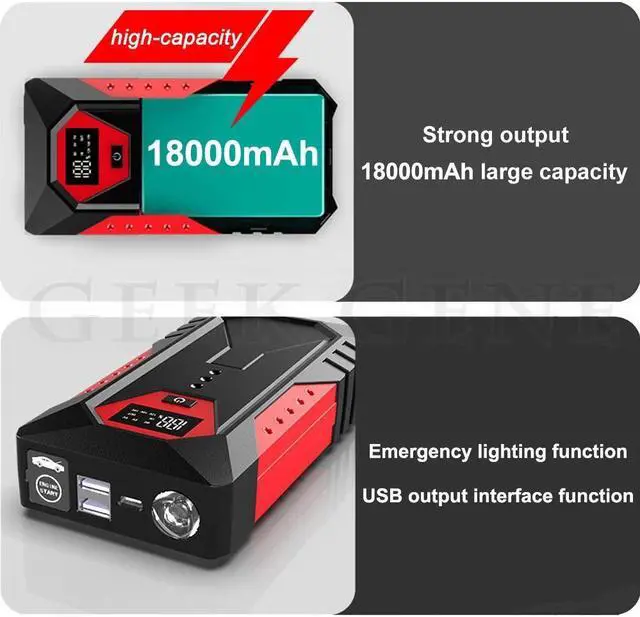 Alt view image 5 of 7 - GKFLY M43 2000A 18000mAh Car Jump Starter Portable Power Bank Car Battery Booster 12V Car Starting Device for Gas 6.0L Diesel 4.0L
