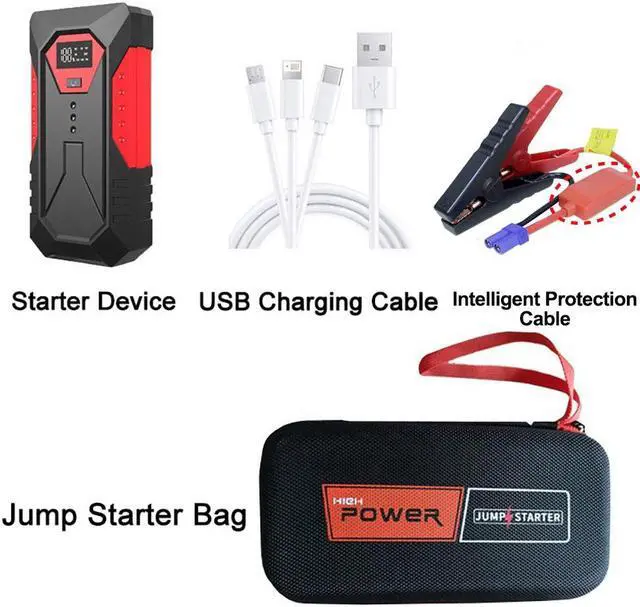 Alt view image 7 of 7 - GKFLY M43 2000A 18000mAh Car Jump Starter Portable Power Bank Car Battery Booster 12V Car Starting Device for Gas 6.0L Diesel 4.0L