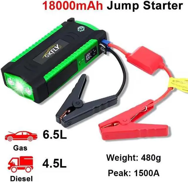 Main image of GKFLY 18000mAh 12V Car Jump Starter 9 in 1 Auto Battery Jumper Booster Portable Car Power Pack Emergency Start Power for 6.5L Gas 4.5L Diesel