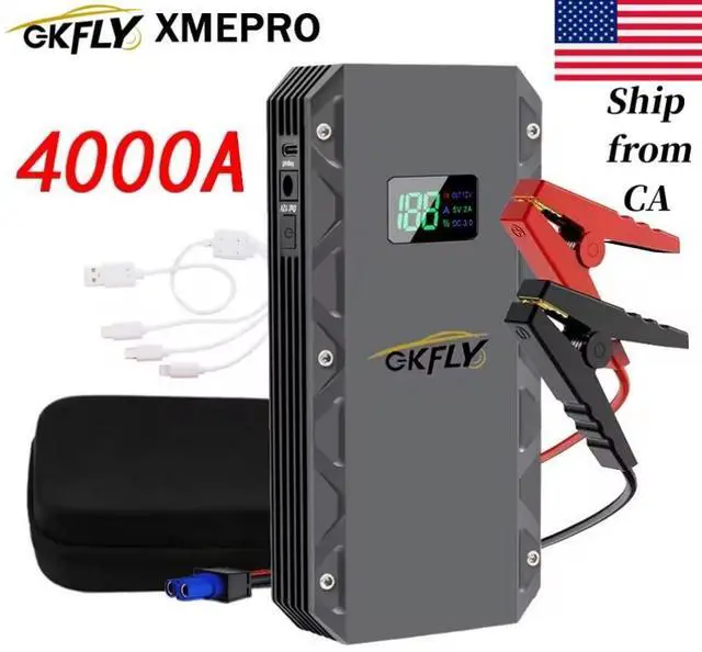 Main image of GKFLY 12V Car Jump Starter Booster 22000mAh 4000A Auto Jumper Battery USB Power Bank Charger