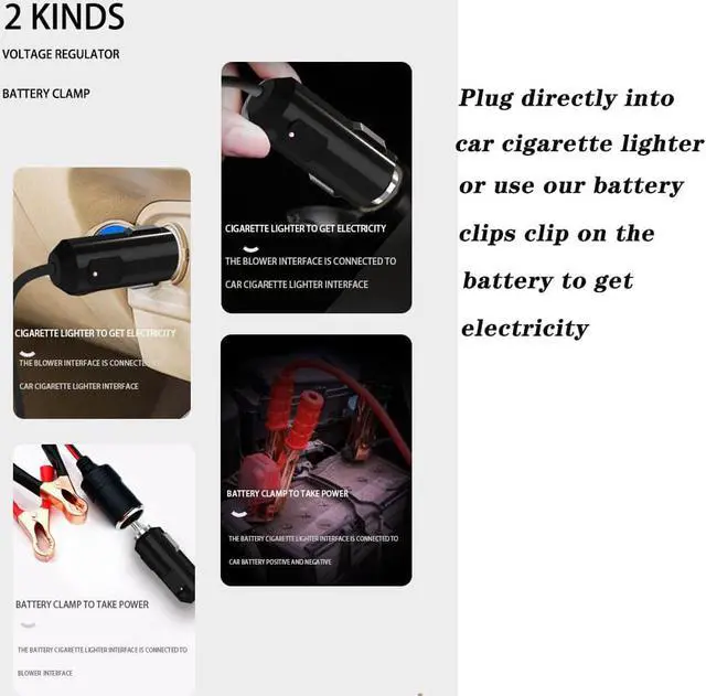 Alt view image 4 of 7 - Car Styling Blower 12V Cigarette Lighter Plug 45°C Hot Wind and Cold Wind Available Low Noise Folding Handle Hair Blower Window Defroster Drop Self-Driving Travel More Convenient