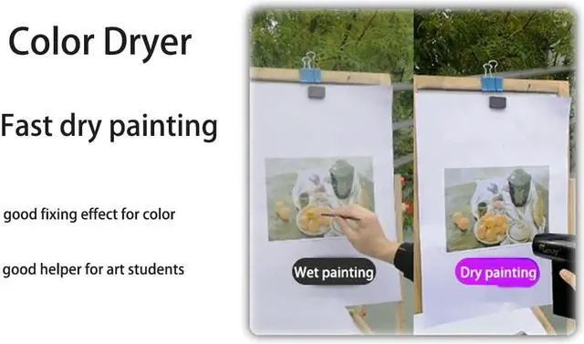 Alt view image 7 of 7 - Wireless Rechargeable Hair Dryer Art Painting Dryer Portable Blower with USB Mobile Port Suitable for Drying Painting Pet Baby Easy to Carry