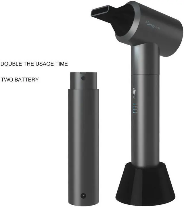 Alt view image 2 of 7 - Rechargeable Hair Dryer with Double Battery Smart Temperature And Air Speed Switch Adjustment Blower and Battery Seperate Design Outdoor Cordless Use Suitable for Travelling Swimming Driving