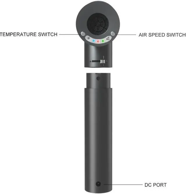 Alt view image 5 of 7 - Rechargeable Hair Dryer with Double Battery Smart Temperature And Air Speed Switch Adjustment Blower and Battery Seperate Design Outdoor Cordless Use Suitable for Travelling Swimming Driving