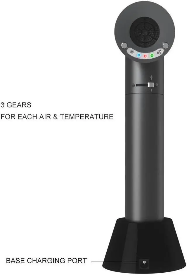 Alt view image 2 of 7 - Wireless Intelligent Hair Dryer with Hot Wind and Natural Air Blower and Battery Seperate Design Cordless Cordless Use Free Blowing