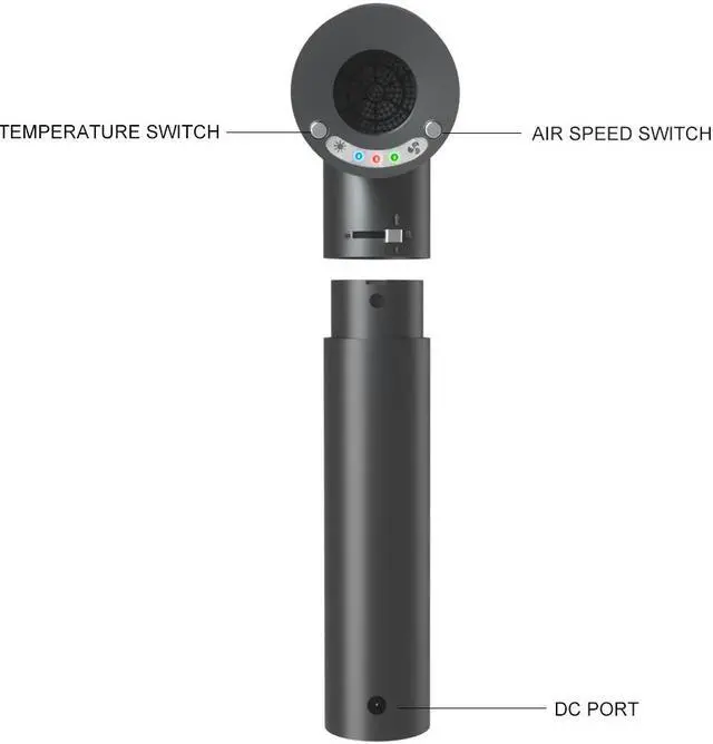 Alt view image 4 of 7 - Wireless Intelligent Hair Dryer with Hot Wind and Natural Air Blower and Battery Seperate Design Cordless Cordless Use Free Blowing
